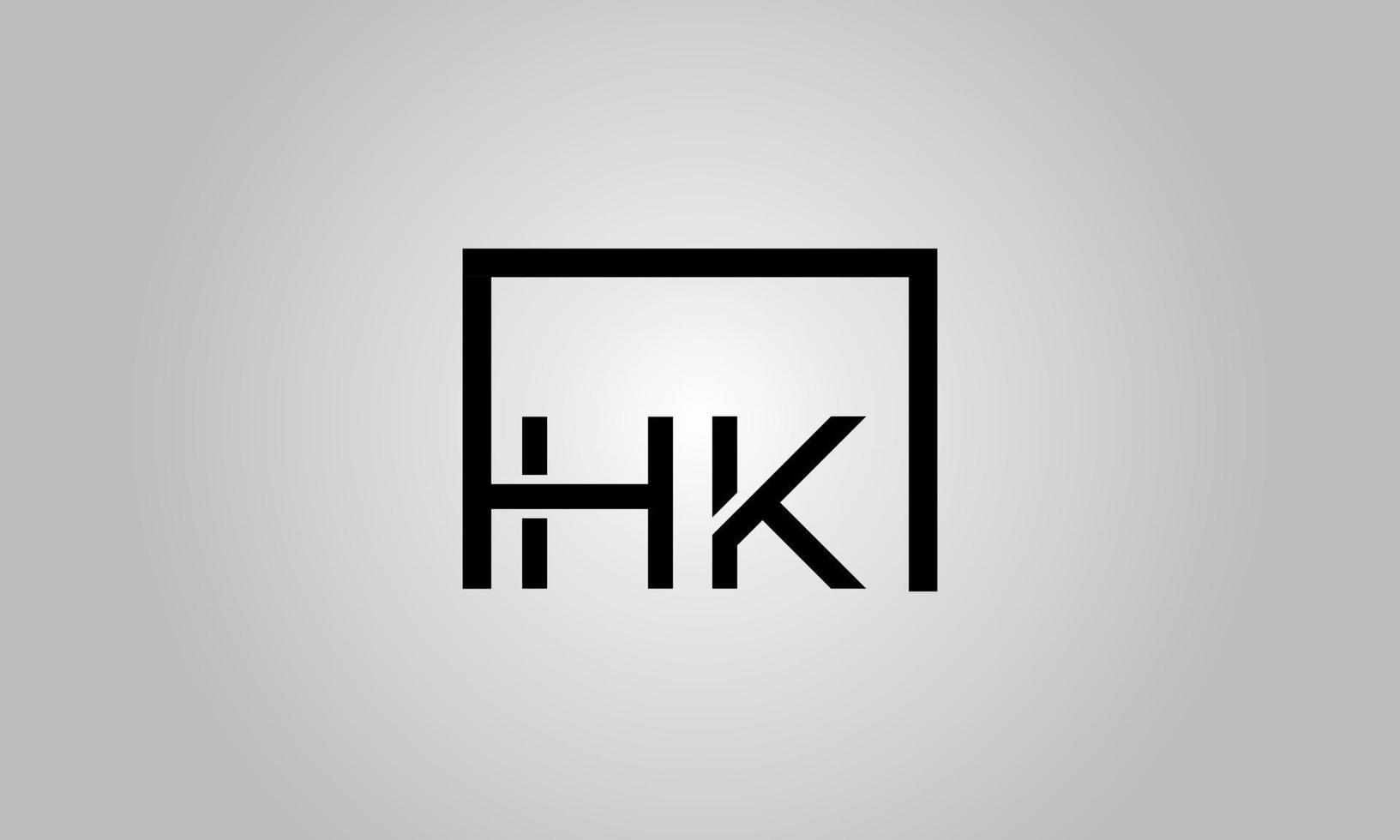 création de logo lettre hk. logo hk avec forme carrée dans le modèle vectoriel gratuit de couleurs noires.