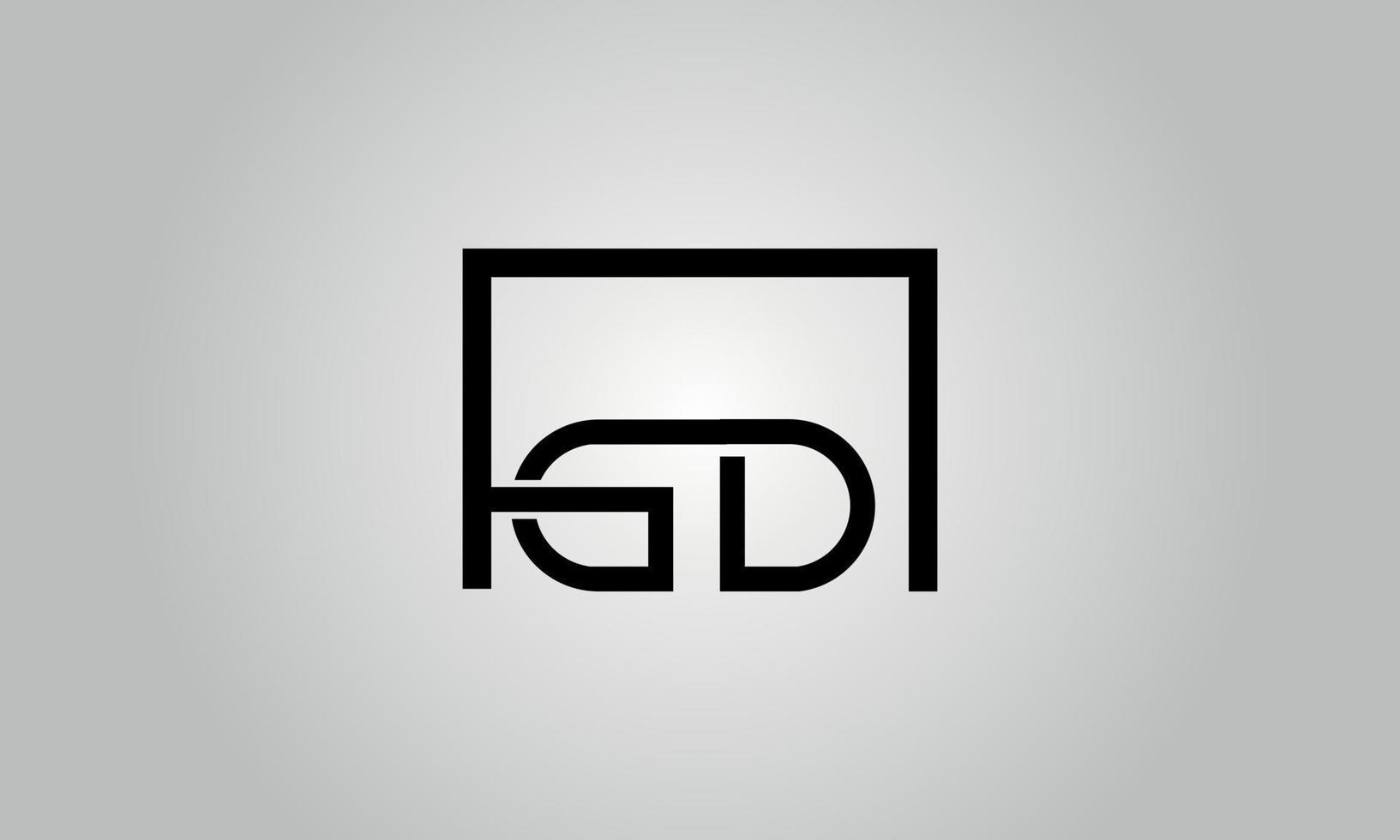 création de logo lettre gd. logo gd avec forme carrée dans le modèle vectoriel gratuit de couleurs noires.