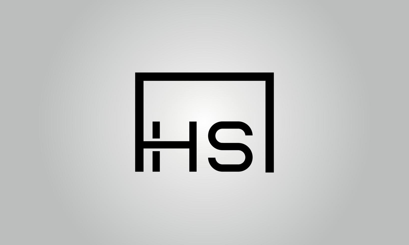 création de logo lettre hs. logo hs avec forme carrée dans le modèle vectoriel gratuit de couleurs noires.