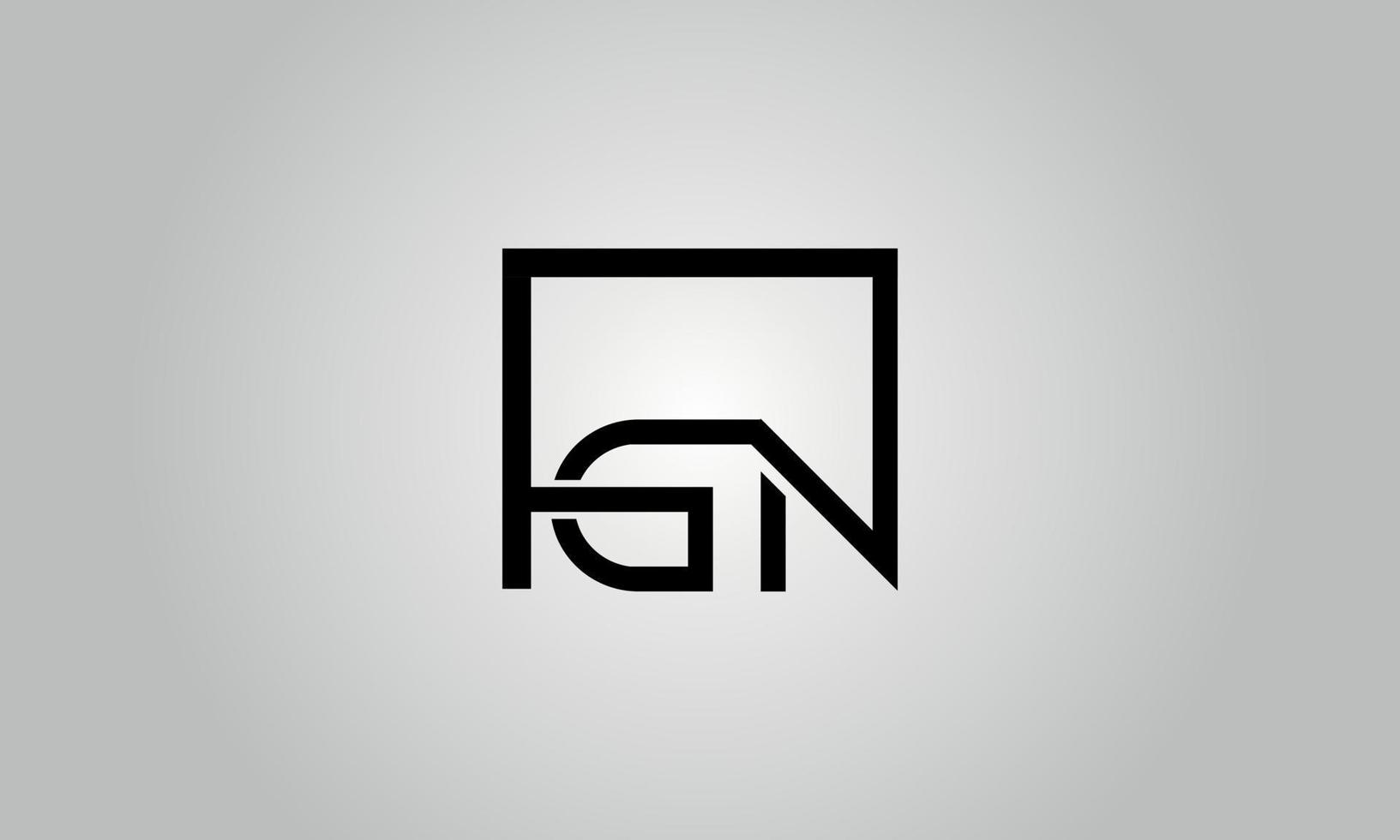 création de logo lettre gn. logo gn avec forme carrée dans le modèle de vecteur gratuit de vecteur de couleurs noires.
