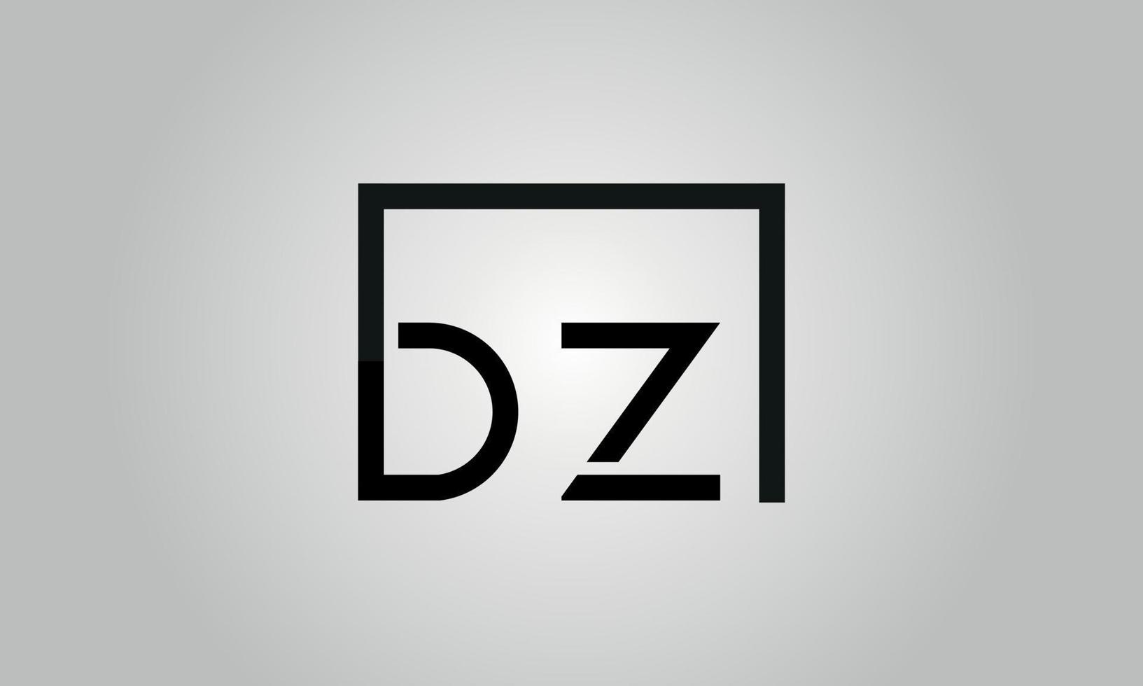 création de logo lettre dz. logo dz avec forme carrée dans le modèle vectoriel gratuit de couleurs noires.