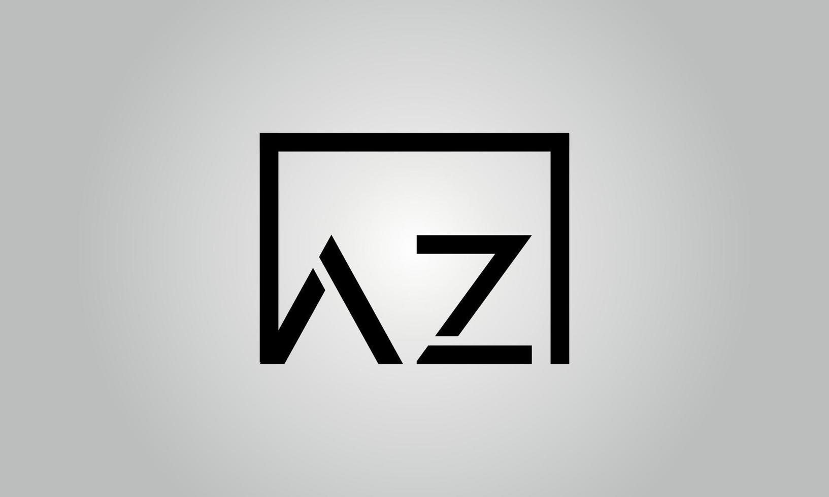 création de logo lettre az. logo az avec forme carrée dans le modèle de vecteur gratuit de vecteur de couleurs noires.