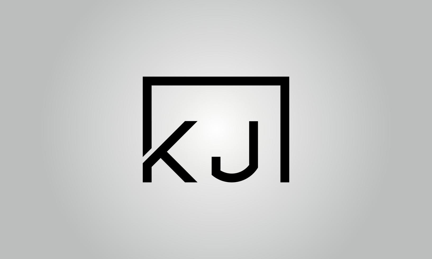 création de logo lettre kj. logo kj avec forme carrée dans le modèle vectoriel gratuit de couleurs noires.