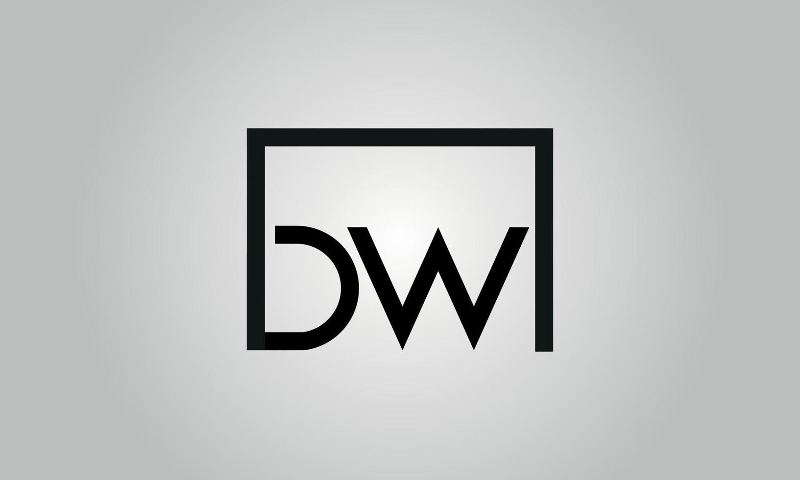 création de logo lettre dw. logo dw avec forme carrée dans le modèle vectoriel gratuit de couleurs noires.