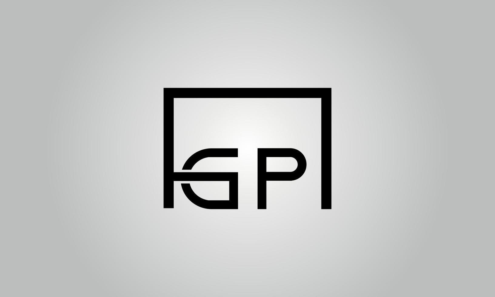 création de logo lettre gp. logo gp avec forme carrée dans le modèle vectoriel gratuit de couleurs noires.