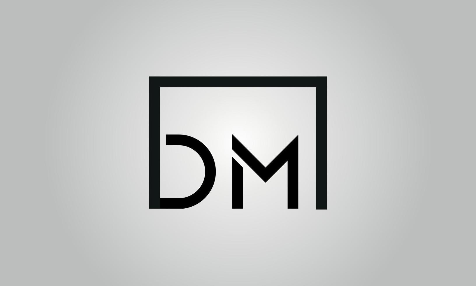 création de logo lettre dm. logo dm avec forme carrée dans le modèle de vecteur gratuit de vecteur de couleurs noires.