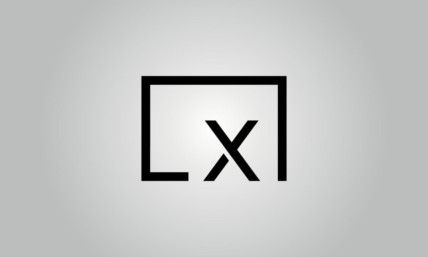 création de logo lettre lx. logo lx avec forme carrée dans le modèle vectoriel gratuit de couleurs noires.