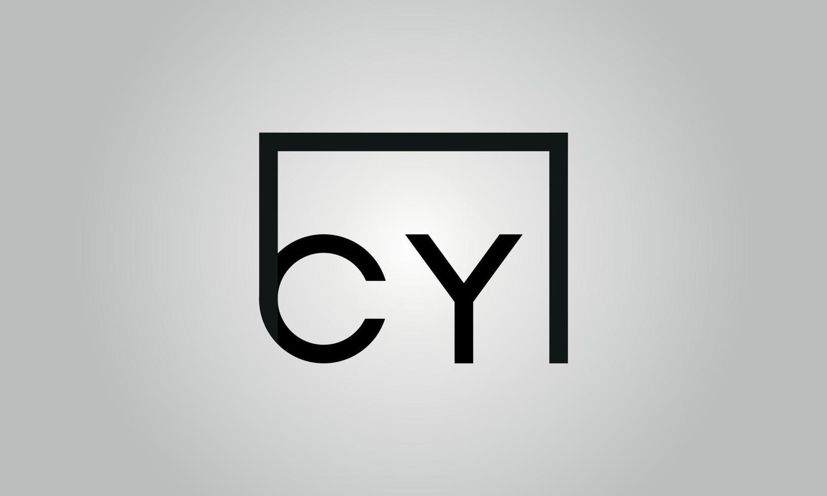 création de logo lettre cy. logo cy avec forme carrée dans le modèle vectoriel gratuit de couleurs noires.