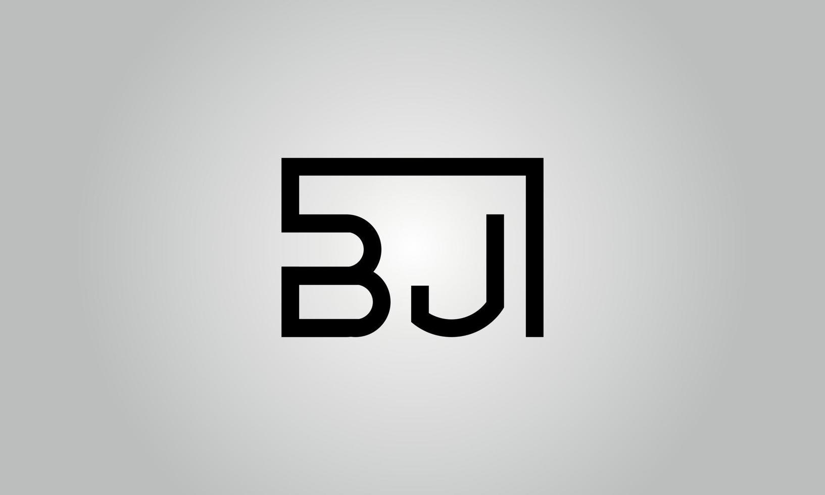 création de logo lettre bj. logo bj avec forme carrée dans le modèle vectoriel gratuit de couleurs noires.