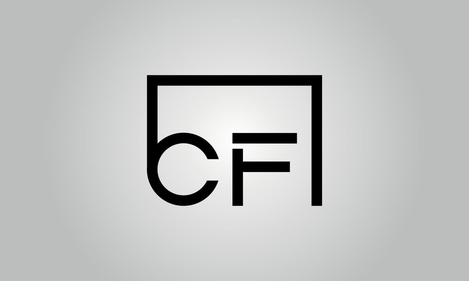 création de logo lettre cf. logo cf avec forme carrée dans le modèle de vecteur gratuit de vecteur de couleurs noires.