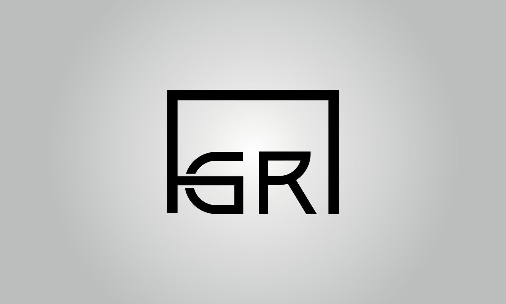 création de logo lettre gr. logo gr avec forme carrée dans le modèle vectoriel gratuit de couleurs noires.