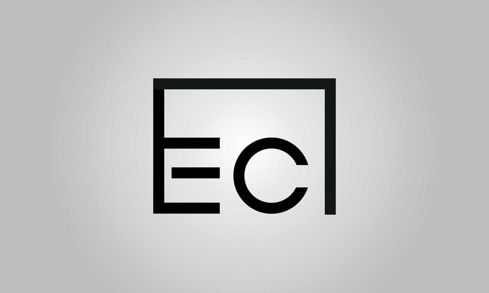 création de logo lettre ec. logo ec avec forme carrée dans le modèle vectoriel gratuit de couleurs noires.