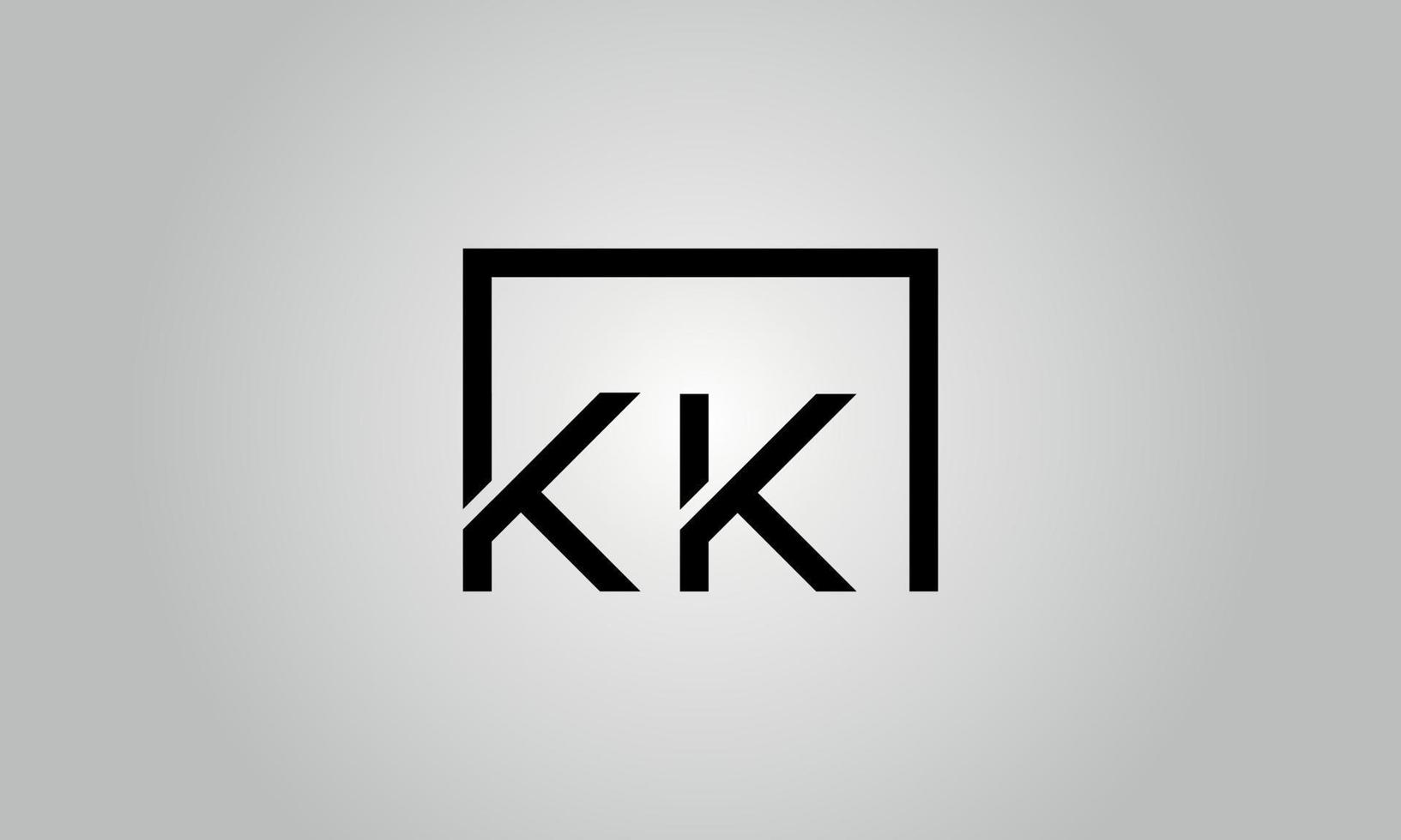 création de logo lettre kk. logo kk avec forme carrée dans le modèle vectoriel gratuit de couleurs noires.