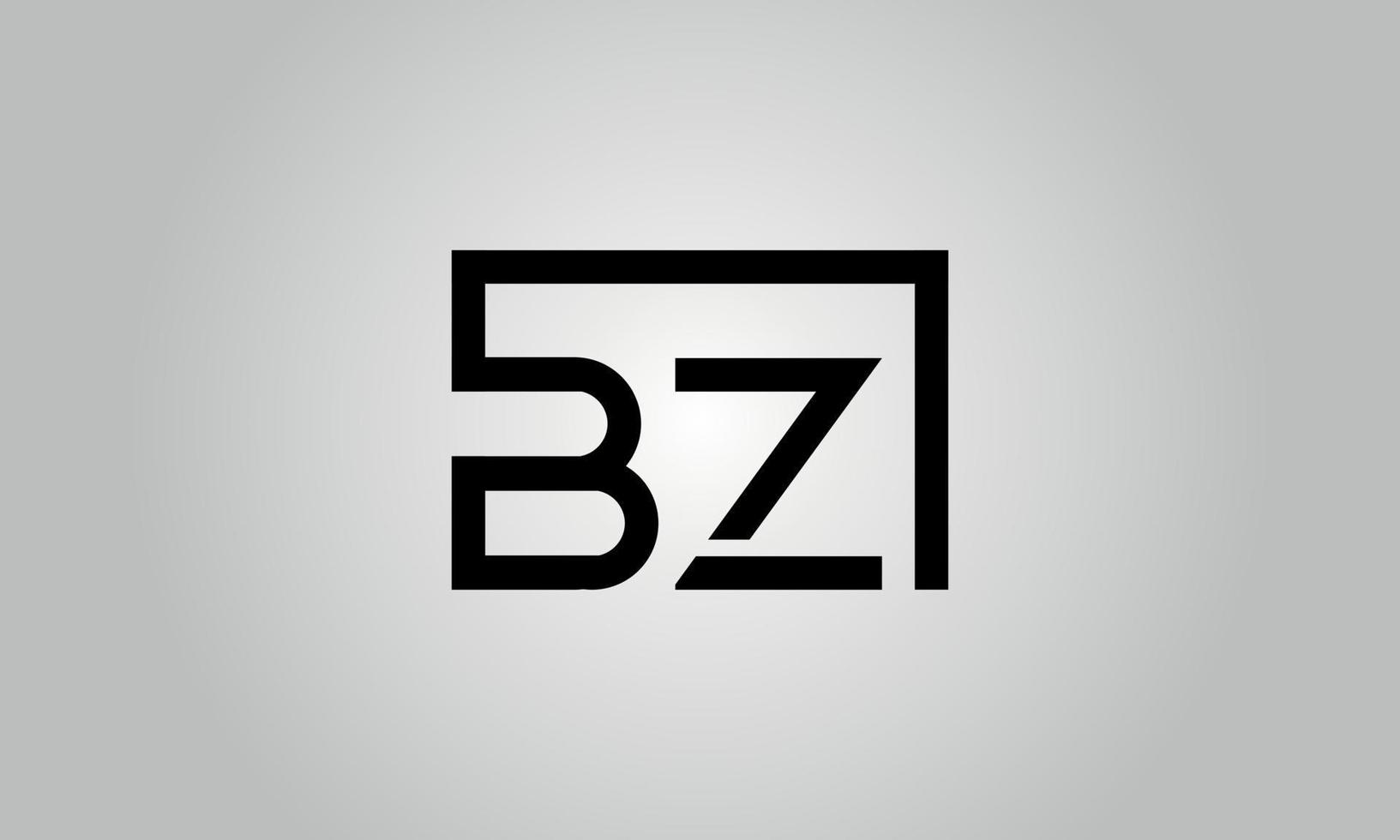 création de logo lettre bz. logo bz avec forme carrée dans le modèle vectoriel gratuit de couleurs noires.