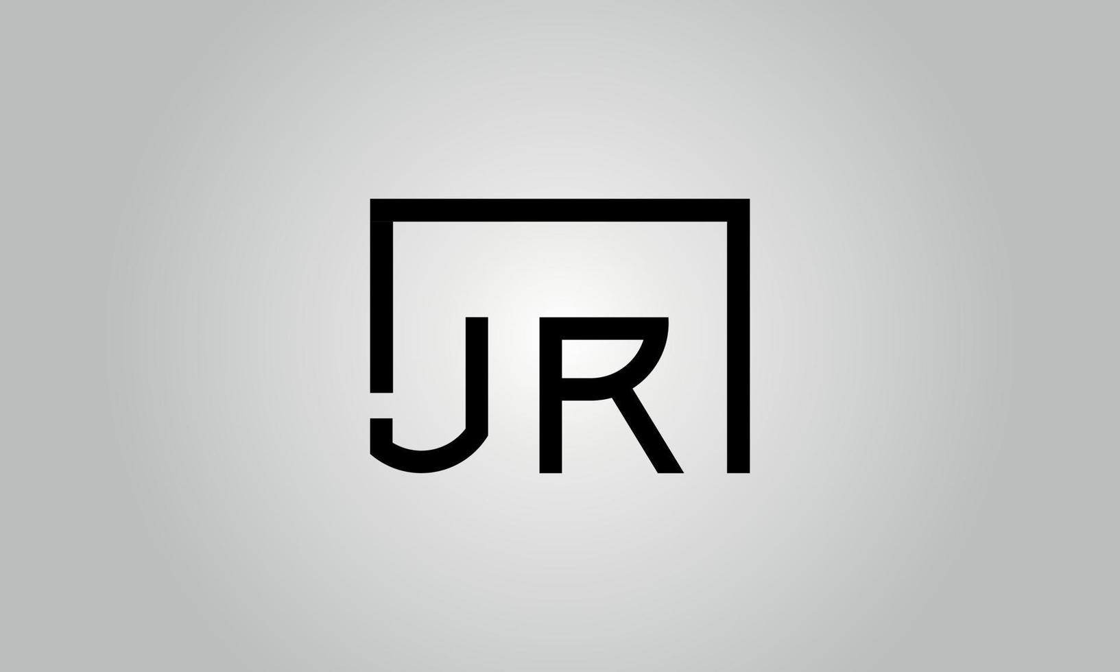 création de logo lettre jr. logo jr avec forme carrée dans le modèle de vecteur gratuit de vecteur de couleurs noires.