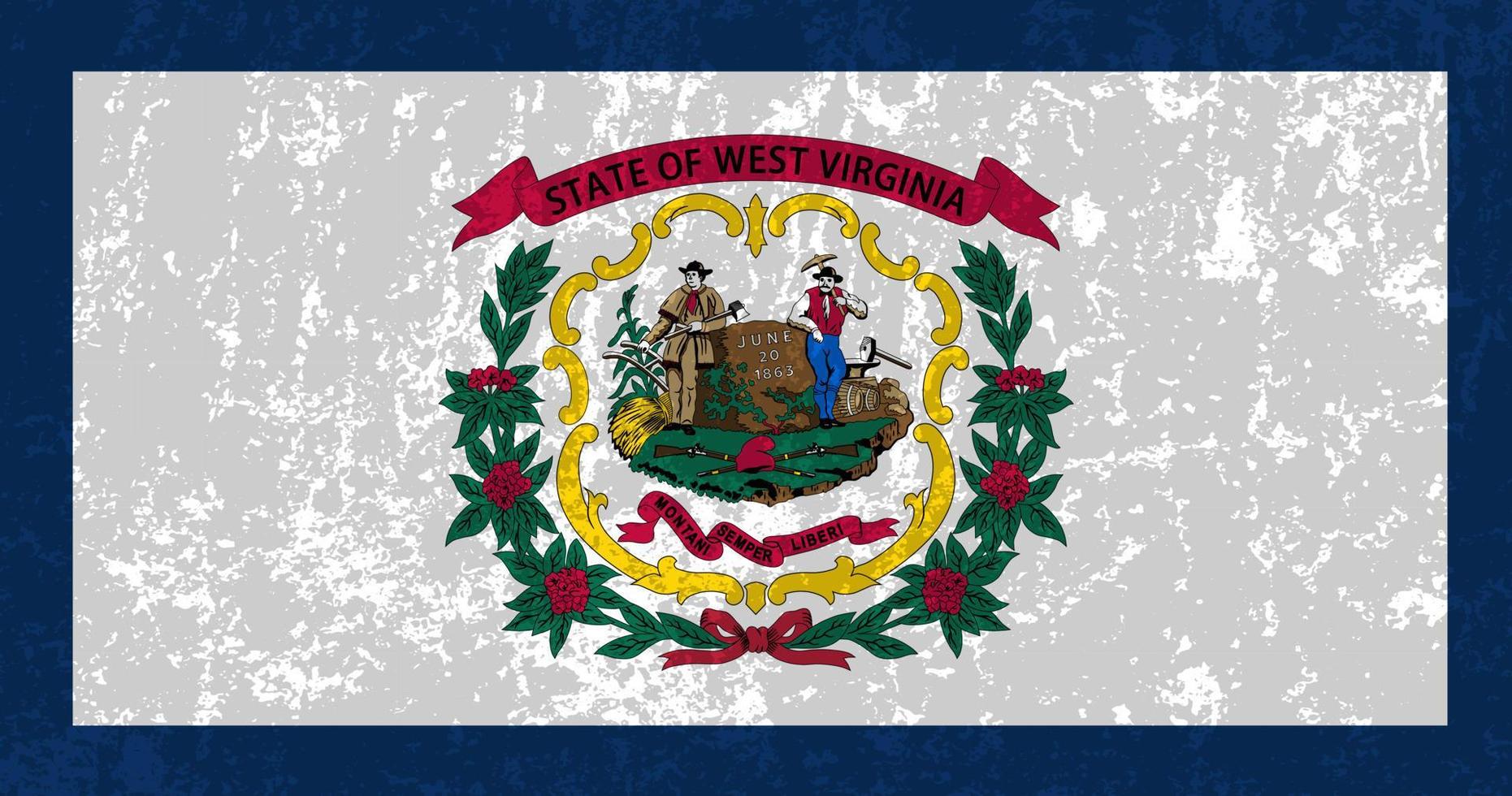 drapeau grunge de l'état de la virginie occidentale. illustration vectorielle. vecteur