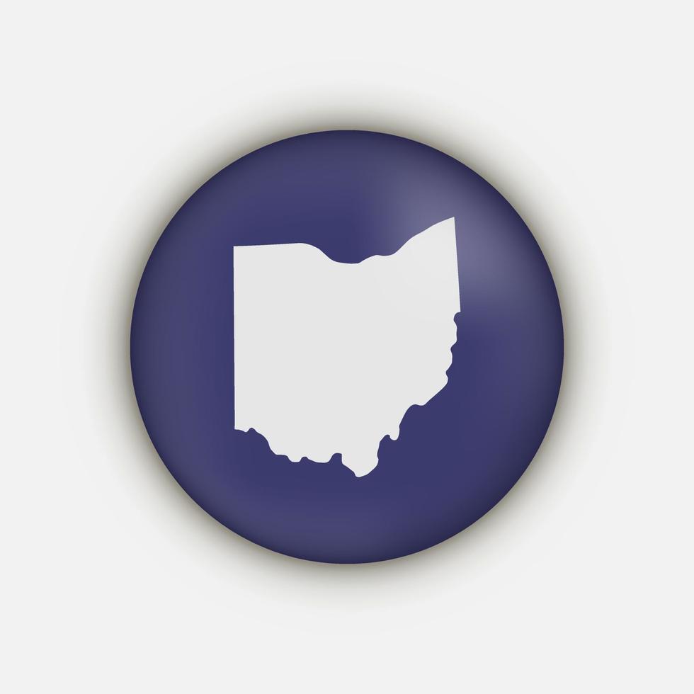 carte du cercle de l'état de l'ohio avec ombre portée vecteur