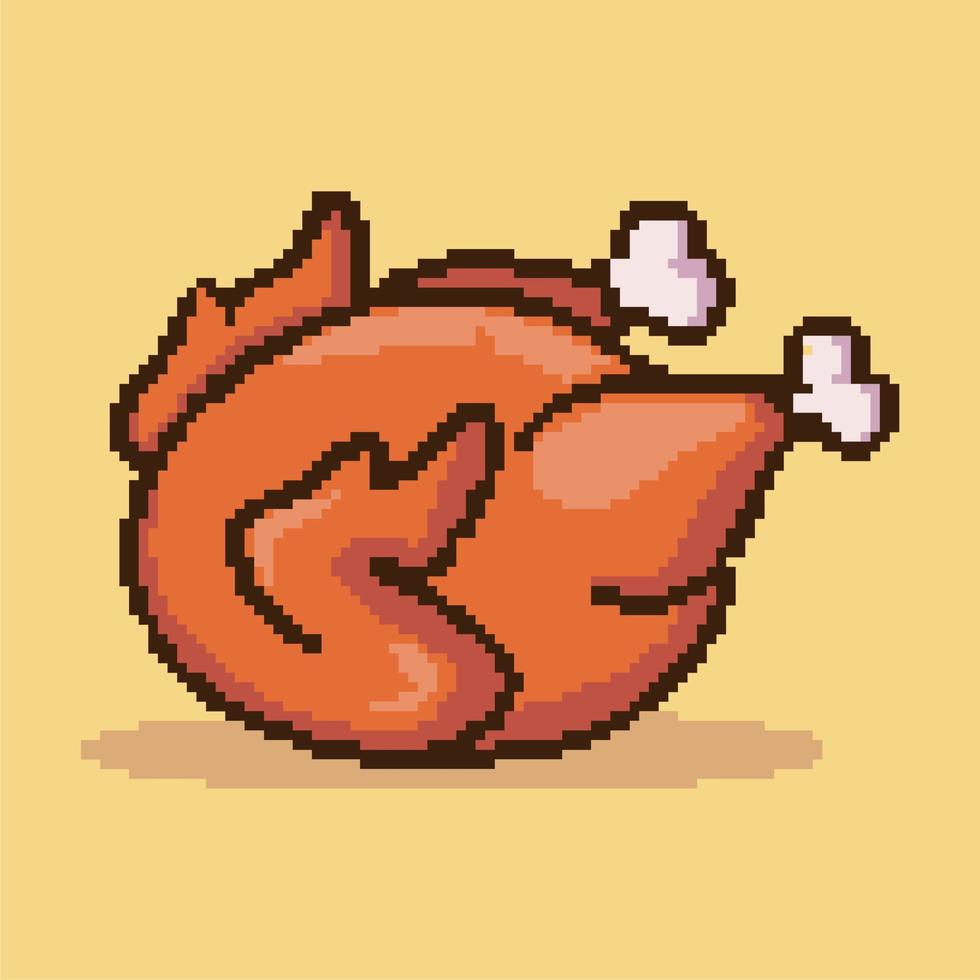 vecteur de poulet frit thème pixel