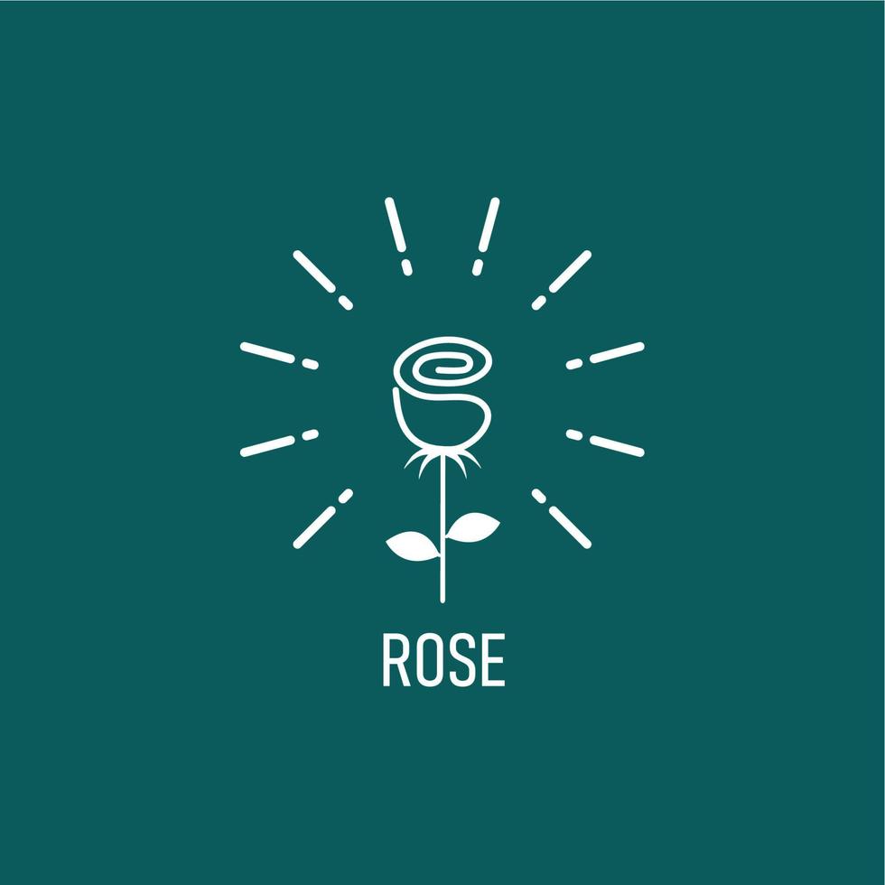 logo rose simple et moderne contour blanc sur fond vert vecteur