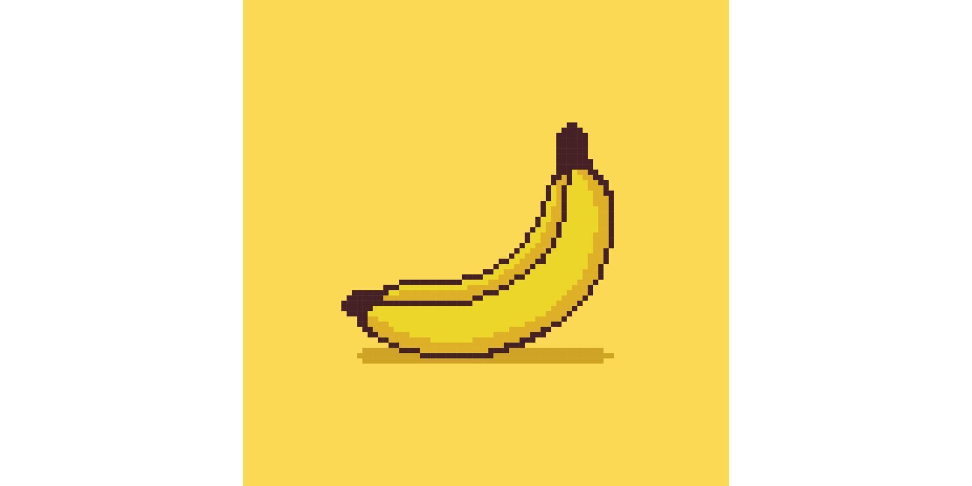 personnage de banane pixel art sur fond de bannière jaune vecteur