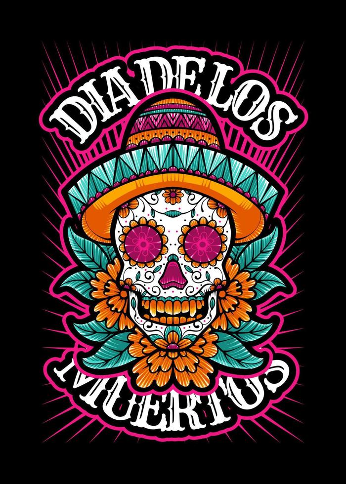 dia de los muertos, jour du crâne mort, vacances mexicaines, style d'illustration japonais vecteur festival isolé. calque et couleur modifiables.