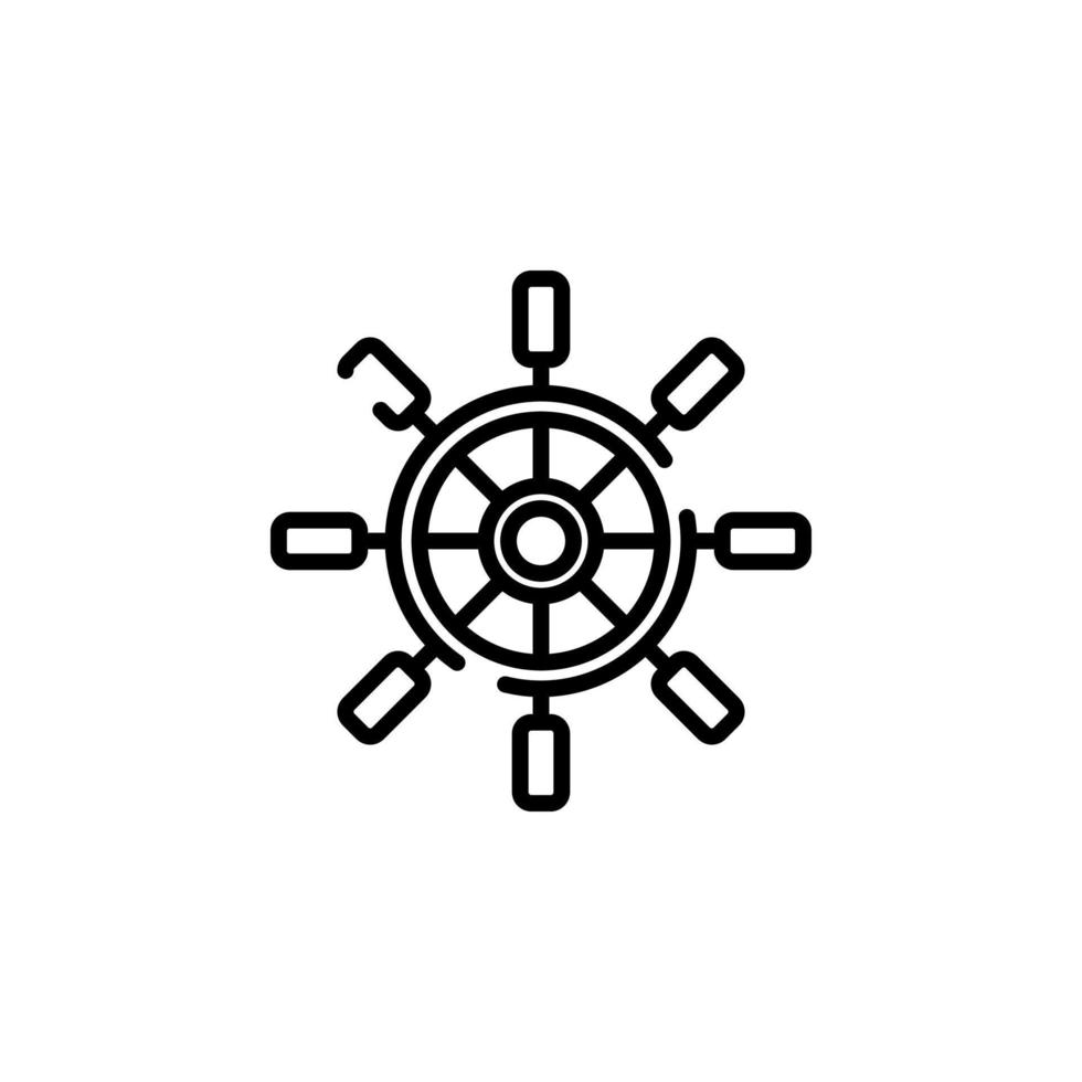 gouvernail, nautique, bateau, bateau ligne pointillée icône illustration vectorielle modèle de logo. adapté à de nombreuses fins. vecteur