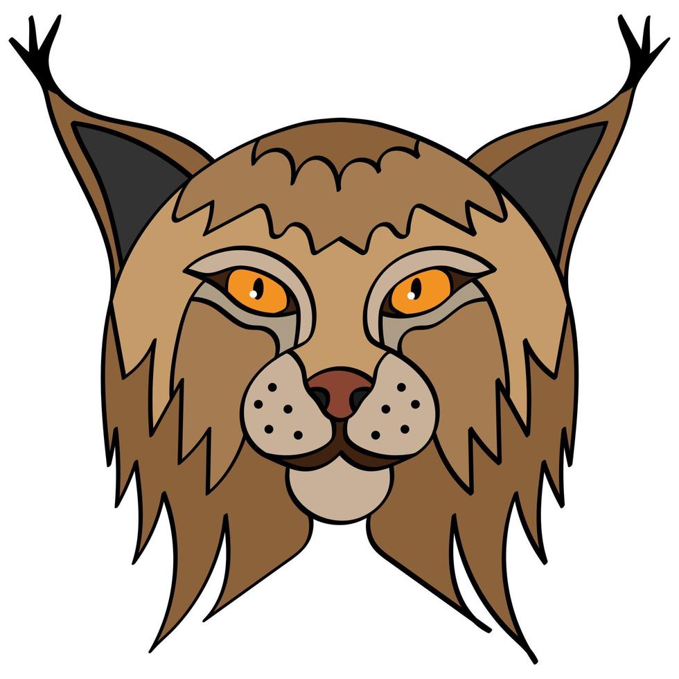 illustration de tête de lynx, mascotte sportive ou logo d'équipe dans un style plat. image de dessin animé Bobcat dans les graphiques vectoriels. vecteur