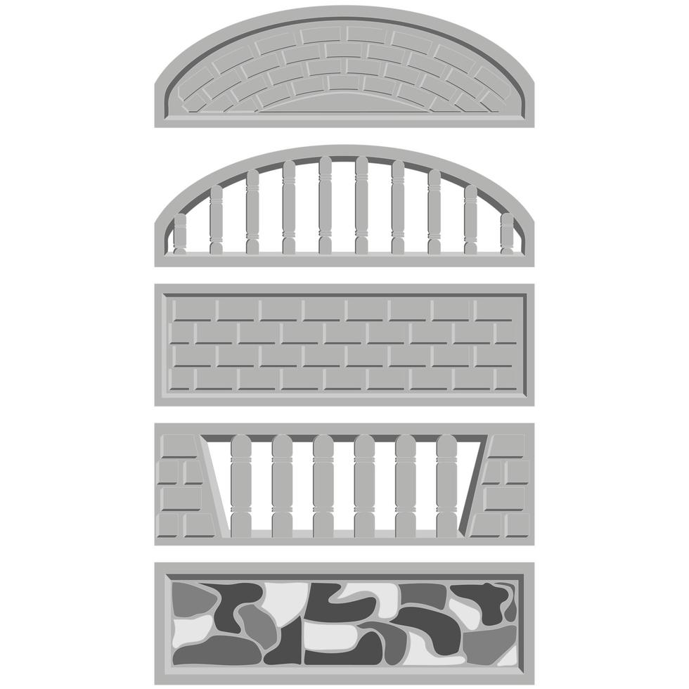 un ensemble de blocs gris pour la clôture. construction en brique. clôtures pour la maison et le jardin. graphiques vectoriels vecteur