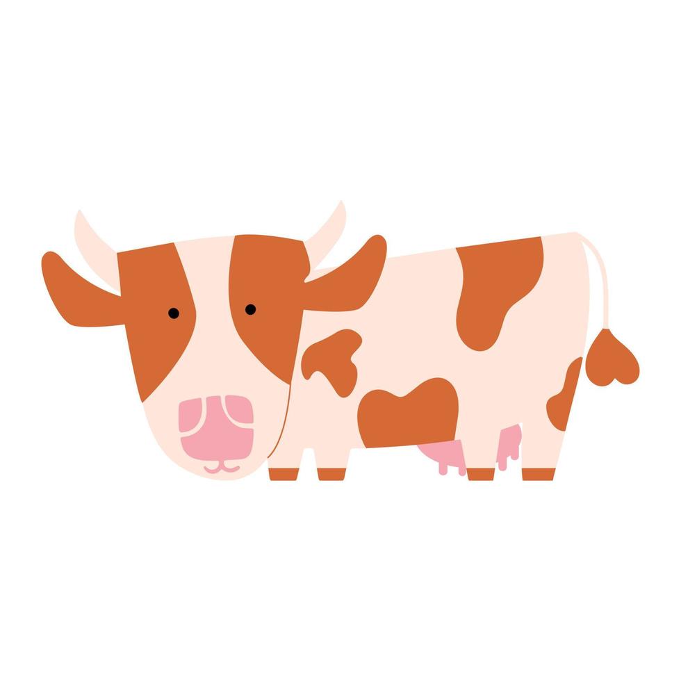 joyeux bébé vache en style cartoon. illustration vectorielle vecteur