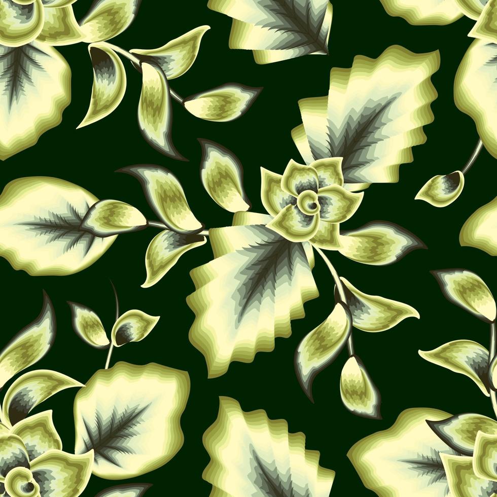 motif harmonieux de feuillage tropical monochromatique vert avec de belles feuilles de calla et une plante à fleurs abstraites sur fond pastel. texture d'impression à la mode. fond fleuri. conception d'été. l'automne vecteur