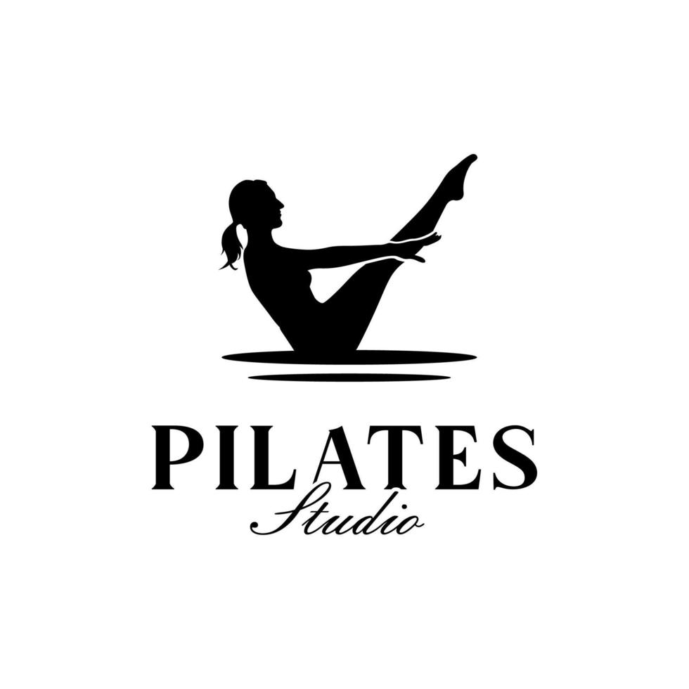 silhouette de femme assise yoga pilates pose pour logo de gym ou conception de vecteur de yoga