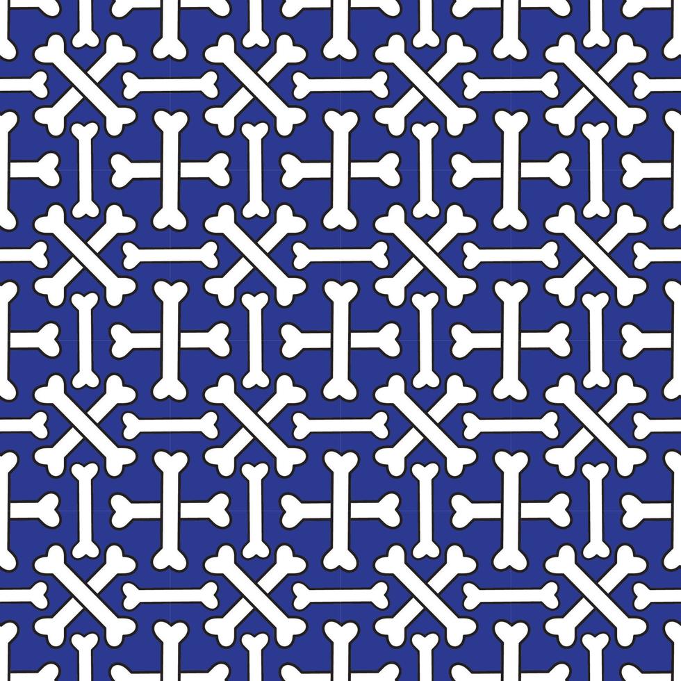 illustration vectorielle de texture d'os croisés. modèle de conception de stock de modèle sans couture. thème de couleur bleu foncé et blanc vecteur