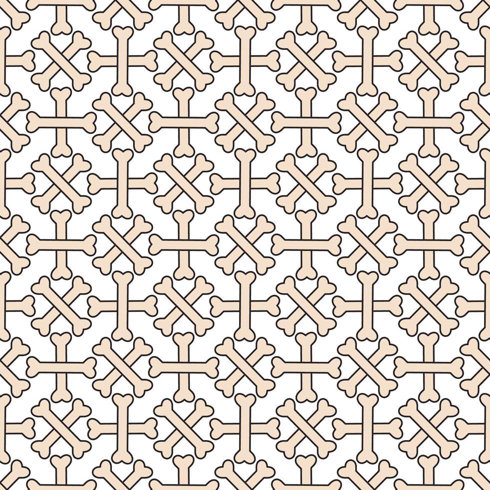 forme d'os croisés avec illustration vectorielle de stock de contour. modèle de conception de fond de modèle sans couture. thème de couleur blanc et beige vecteur