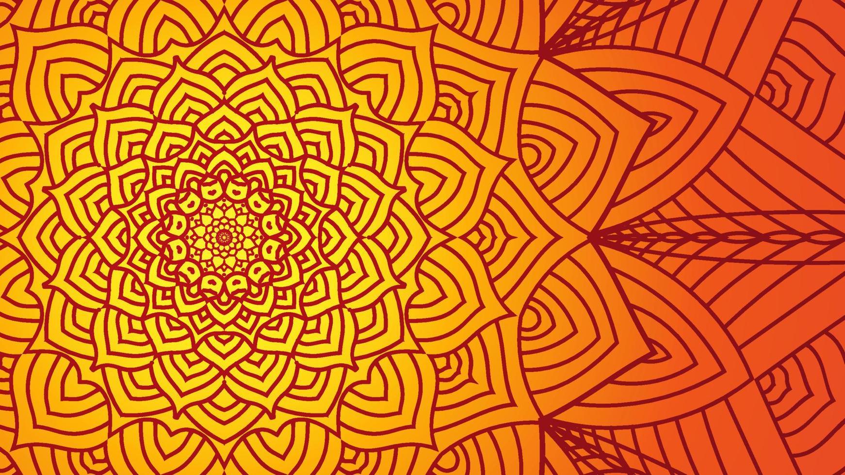 illustration vectorielle de luxe mandala art. modèle de conception de fond abstrait. beau style de conception de contour. thème de couleur marron orange vecteur
