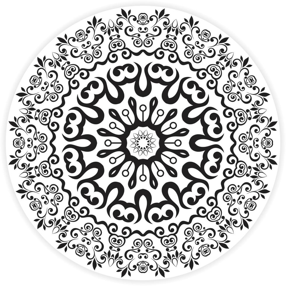 motif d'ornement de mandala. éléments décoratifs vintage, conception de mandala ethnique monochrome, coloriage anti-stress pour adultes, illustration dessinée à la main vecteur