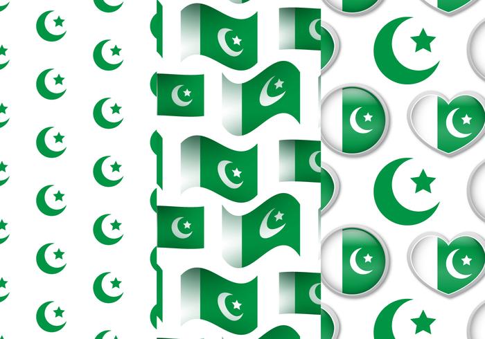 Ensemble de motifs de drapeau du Pakistan vecteur