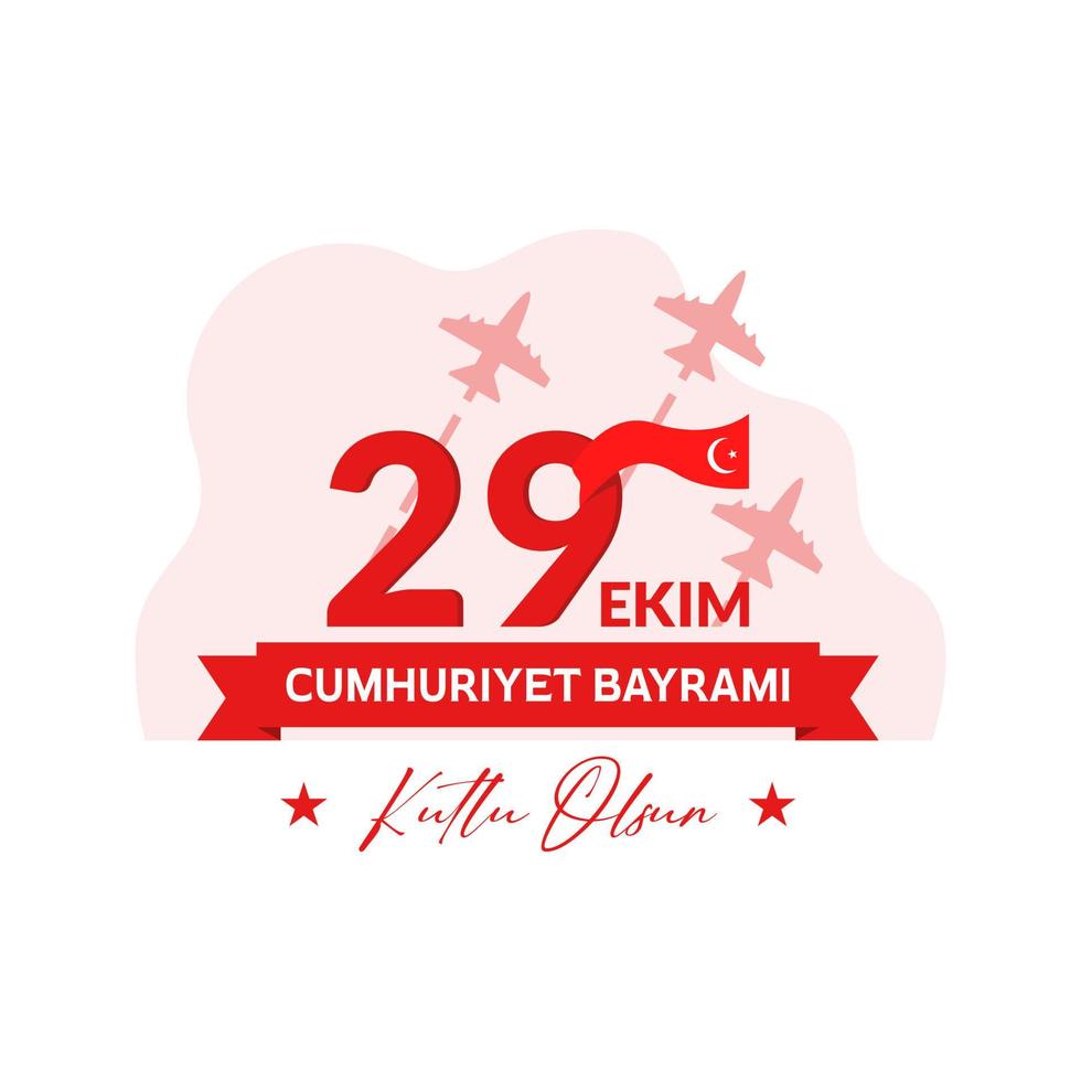 29 ekim cumhuriyet bayrami kutlu olsun. traduction 29 octobre, bonne fête de la république. logo de conception de voeux pour le jour de l'indépendance de la turquie vecteur