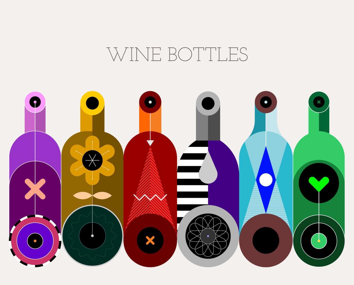 conception de vecteur décoratif bouteilles de vin