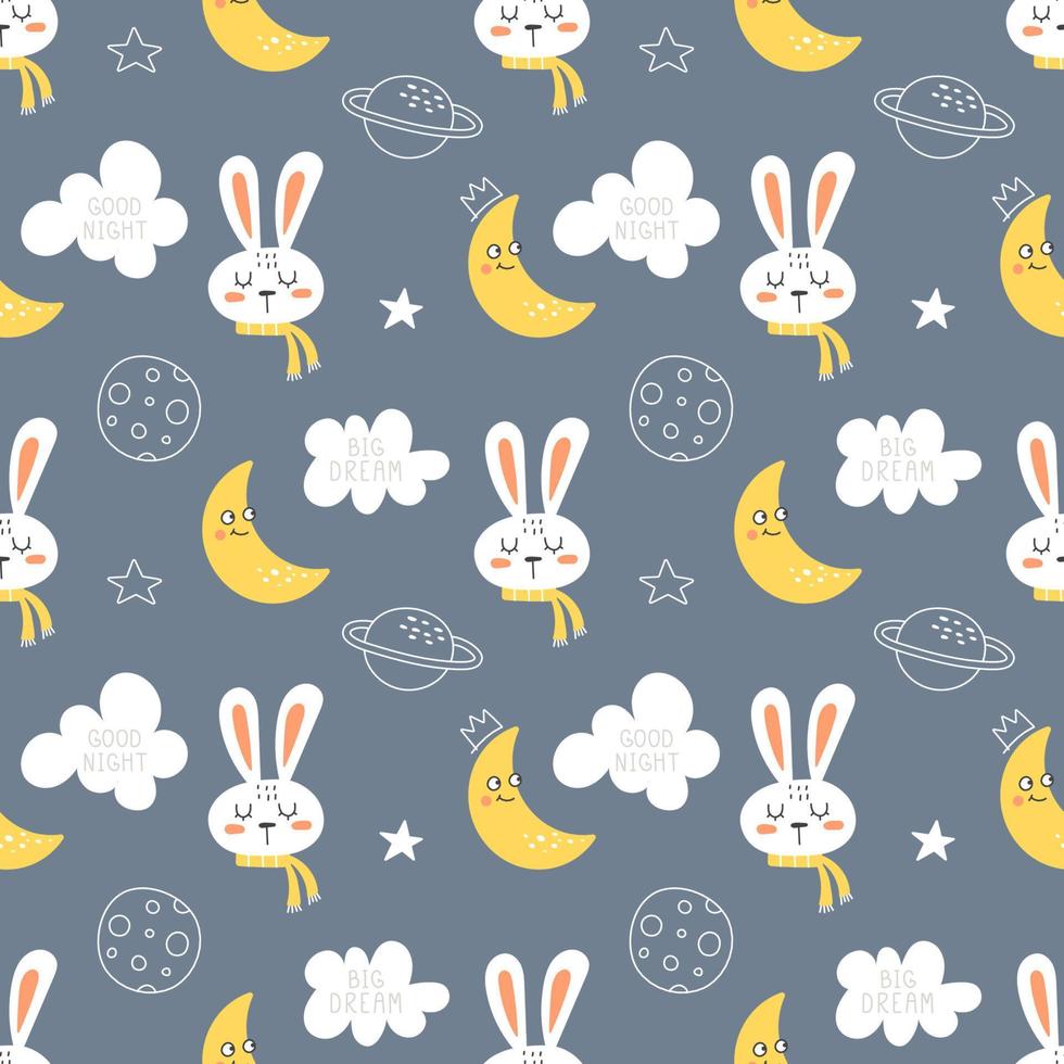 joli motif de lapin sans couture pour pyjama bébé, vêtements de nuit. vecteur