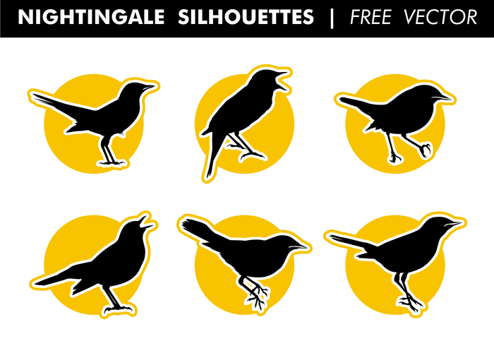 Nightingale silhouettes vecteur gratuit