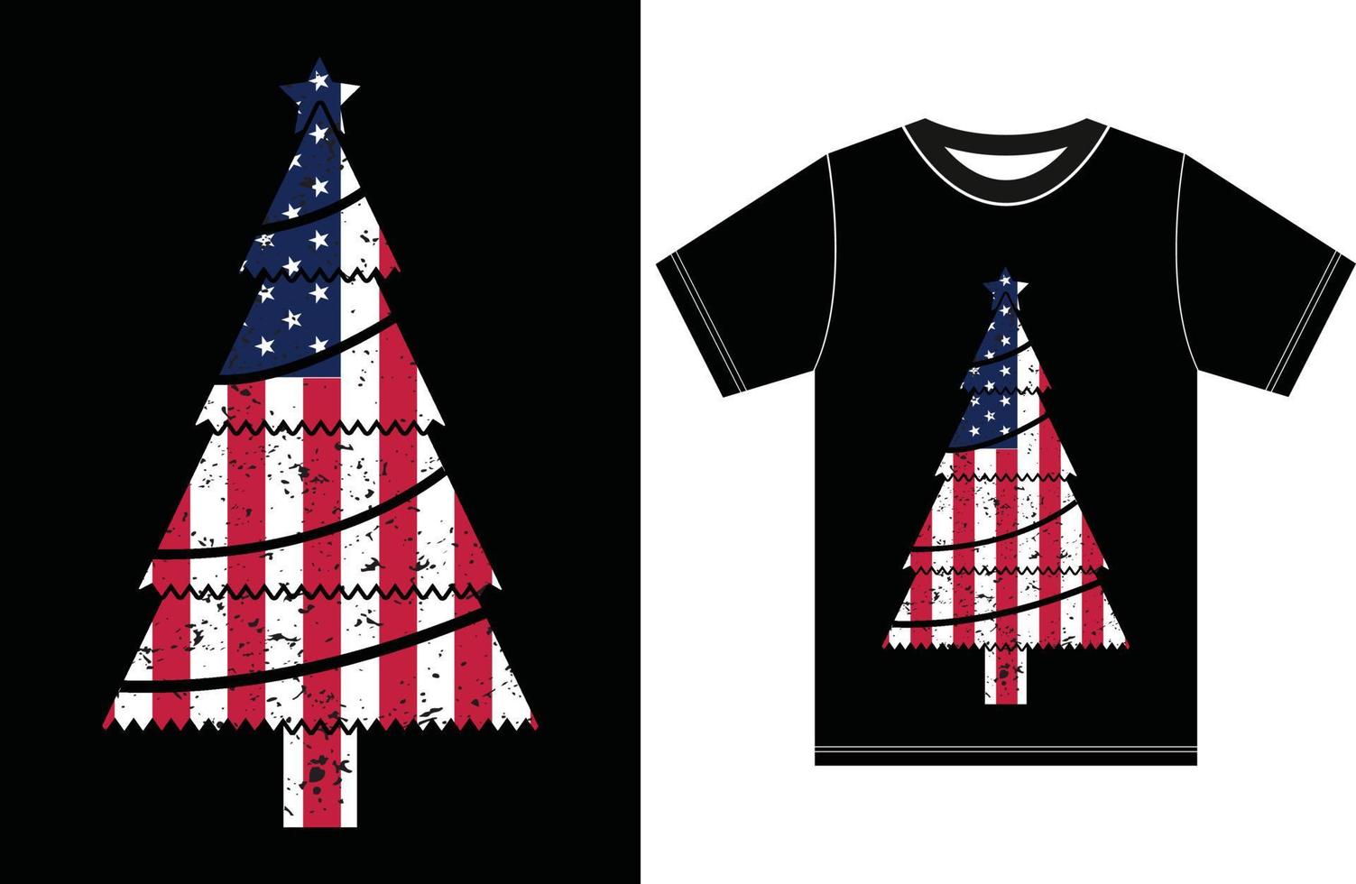 drapeau américain avec t-shirt de noël. vecteur