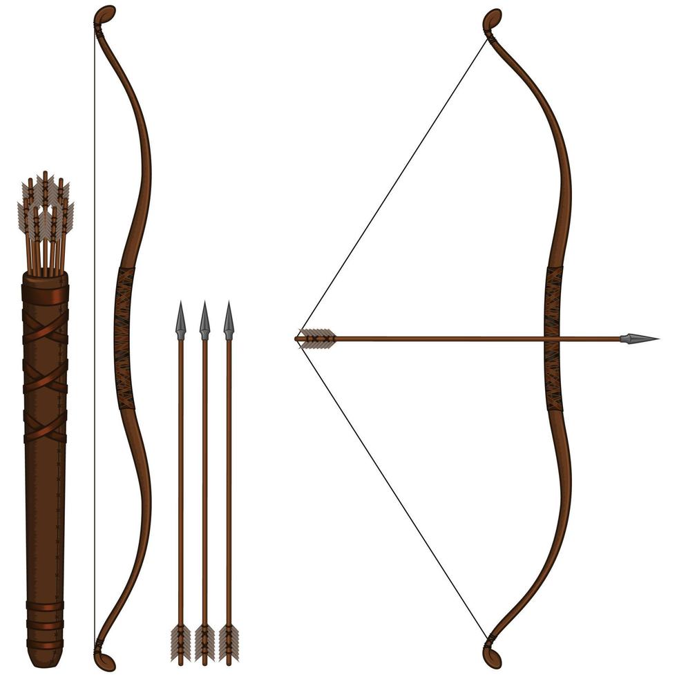 conception de vecteur de kit de tir à l'arc pour le tir à la cible, illustration de carquois de flèche d'arc