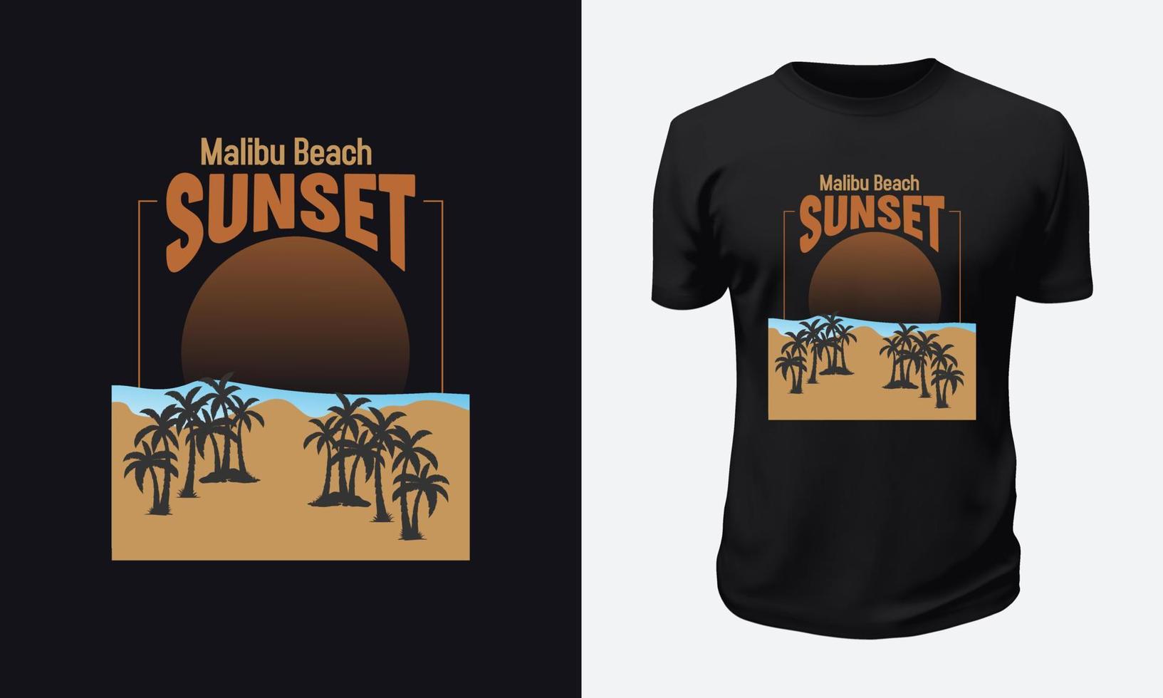 conception de t-shirt d'été et de plage vecteur