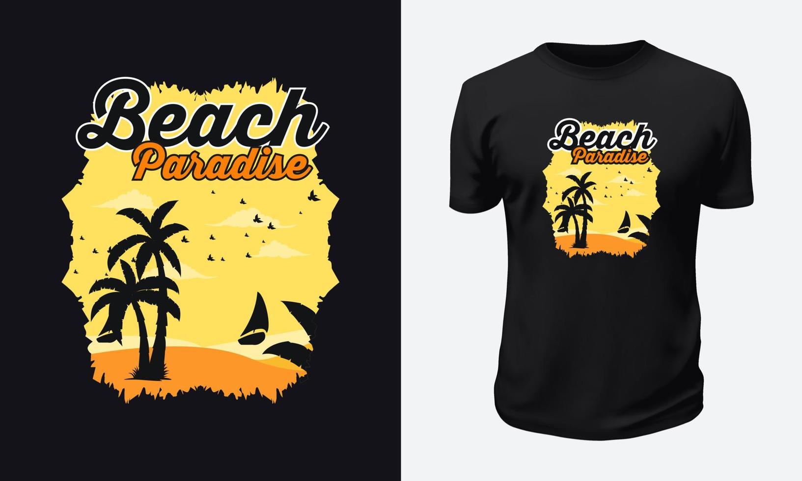 conception de t-shirt d'été et de plage vecteur