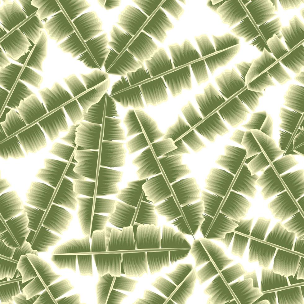 feuilles de bananier monochromatiques vertes arrière-plan motif vectoriel décoratif sans couture sur fond blanc. fond d'écran nature. fond de feuilles tropicales. texture d'impression de tissu. conception d'été exotique
