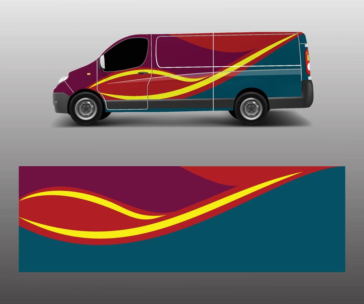 vecteur de conception d'emballage de décalcomanie van pour l'image de marque de l'entreprise. vecteur de modèle de décalcomanie et d'autocollant d'enveloppement graphique