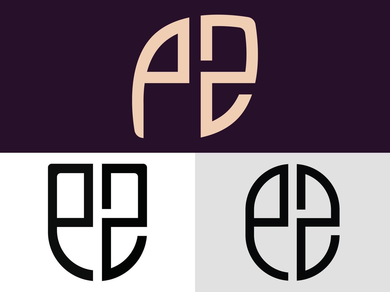 ensemble de conceptions de logo pz de lettres initiales créatives. vecteur