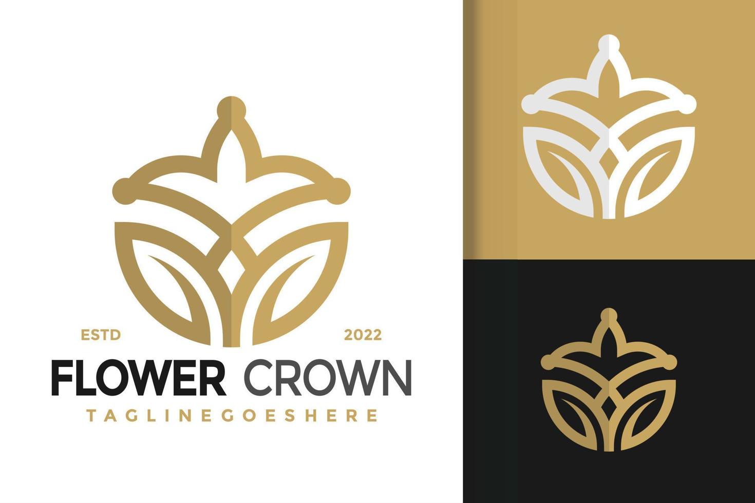 création de logo de couronne de fleur de lotus, vecteur de logos d'identité de marque, logo moderne, modèle d'illustration vectorielle de dessins de logo