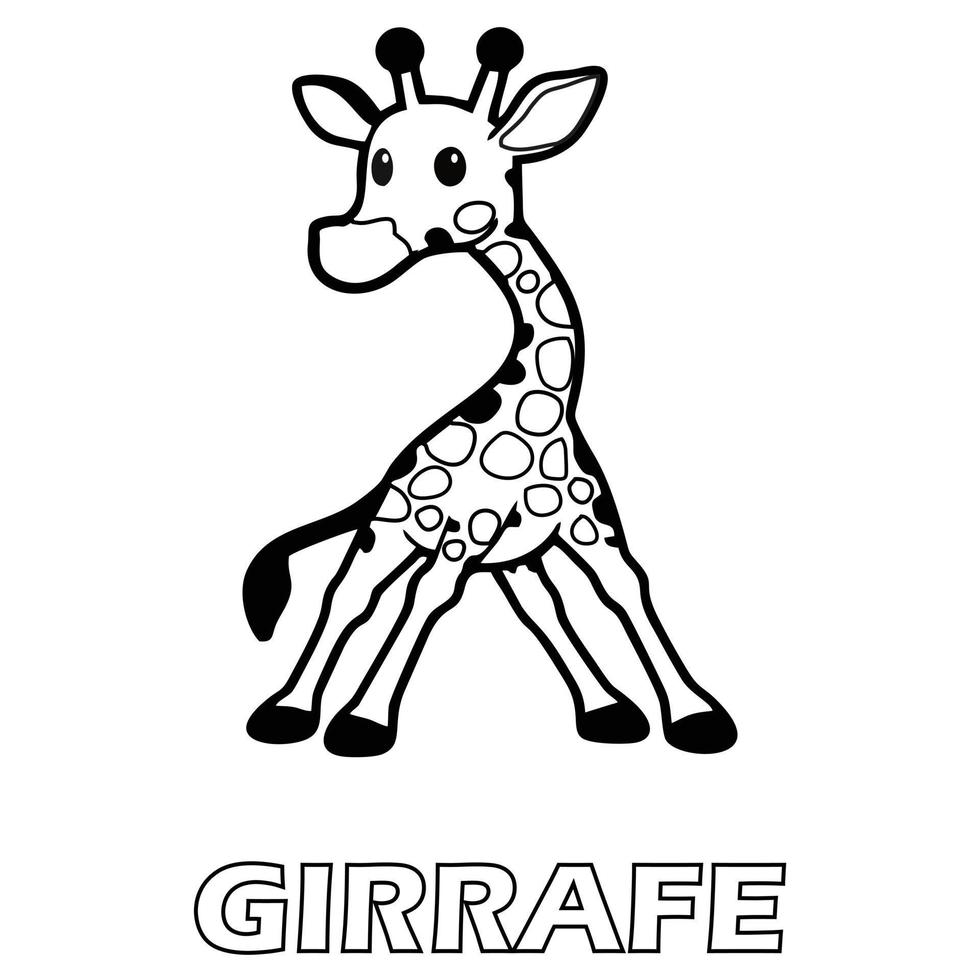 pages à colorier, partie du livre de coloriage des animaux. colorier la girafe en même temps peut être utilisé pour la reconnaissance des animaux vecteur