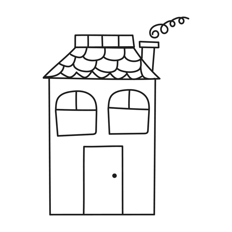maison avec des tuiles sur le toit dans le style de griffonnages sur fond blanc. image vectorielle isolée à utiliser dans la conception de sites Web ou des cliparts vecteur